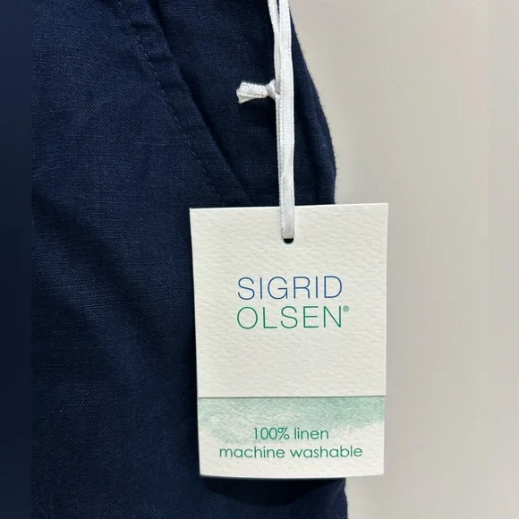 Sigrid Olsen Blue Wide Leg Linen Pants Women’s Size M Pull On NWT Loungewear - Picture 2 of 7